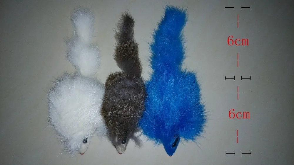 Игрушка для домашней кошки игрушка Большой Кролик Мех мышь длинный мех для кошки 6 см разные цвета 50 шт