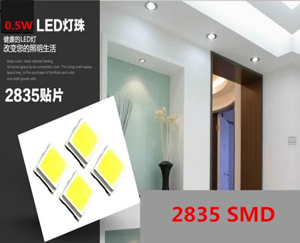 100 шт./лот led 0 5 Вт 55 65 лм smd 2835 Золотой проволочный Чип лампа излучающая диоды для
