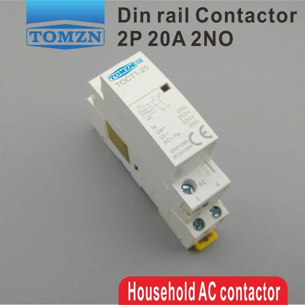 1 шт. TOCT1 Американская классификация проводов 2р 20A 220 V/230 V 50/60HZ Din rail бытовой ac Контактор В соответствии с стандартом 2NO