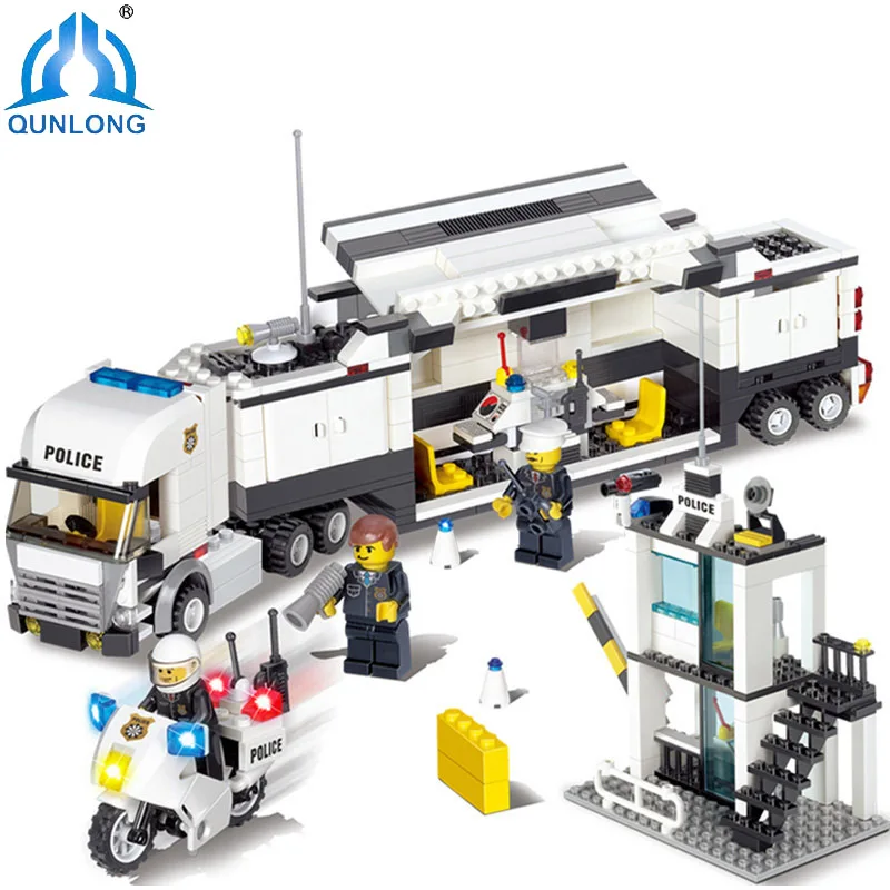 Qunlong font b Toys b font Minecraft Police Station Modle Building Blocks DIY Bricks Set Educational