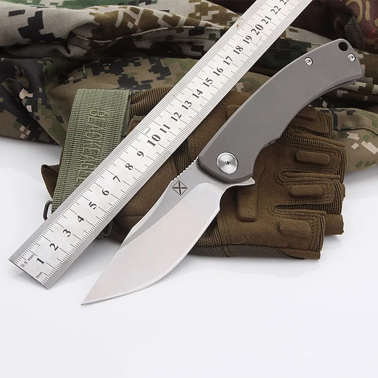 

YX-650 Original Sand Blasting Non-slip Gray Titanium Handle Folding knife D-2 Blade Hunting Outdoor Survival Pocket Knife