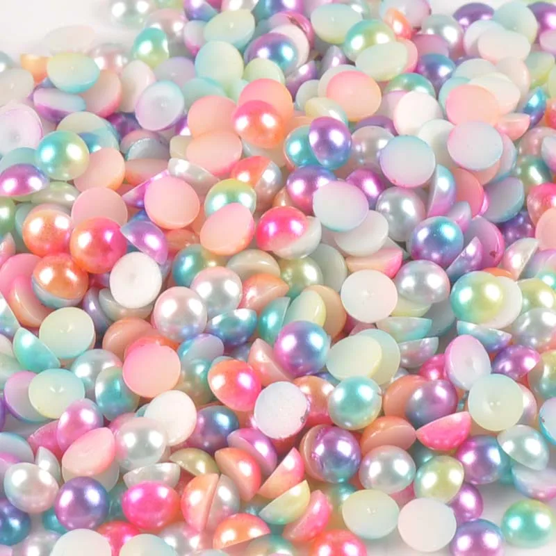 

3/4/5/6/8mm mixed color Half Round ABS Imitation Pearl Beads for jewelry making Fake Flat Back for Scrapbook Craft 3mm YKL0701