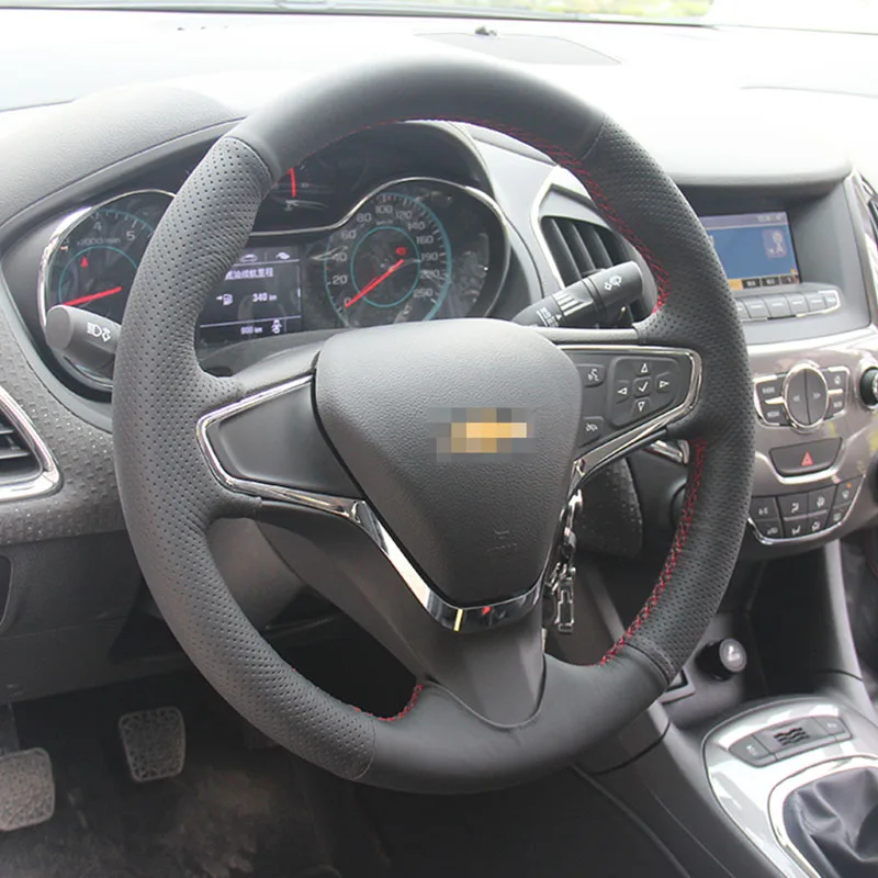 Новинка Противоскользящий черный кожаный чехол на руль для Chevrolet Cruze 2015|steering wheel
