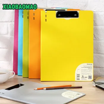 

A4 Candy Color Multifunctional File Case Plastic Clipboard File Folder with Pen Hold and Hanging Holdes Creative Office Supplies