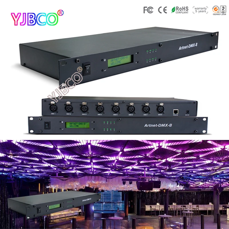 

ArtNet into DMX converter;Artnet-DMX-8;convert the Artnet network data package into DMX512 data;512channel *8 ports output