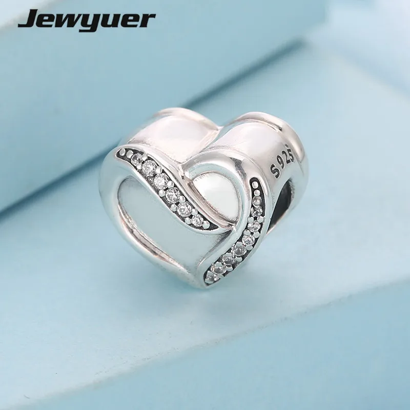 

Silver Ribbon of Love charms 925 Sterling Silver fine jewelry hearts beads fit charm Bracelets DIY for women Memnon BE325