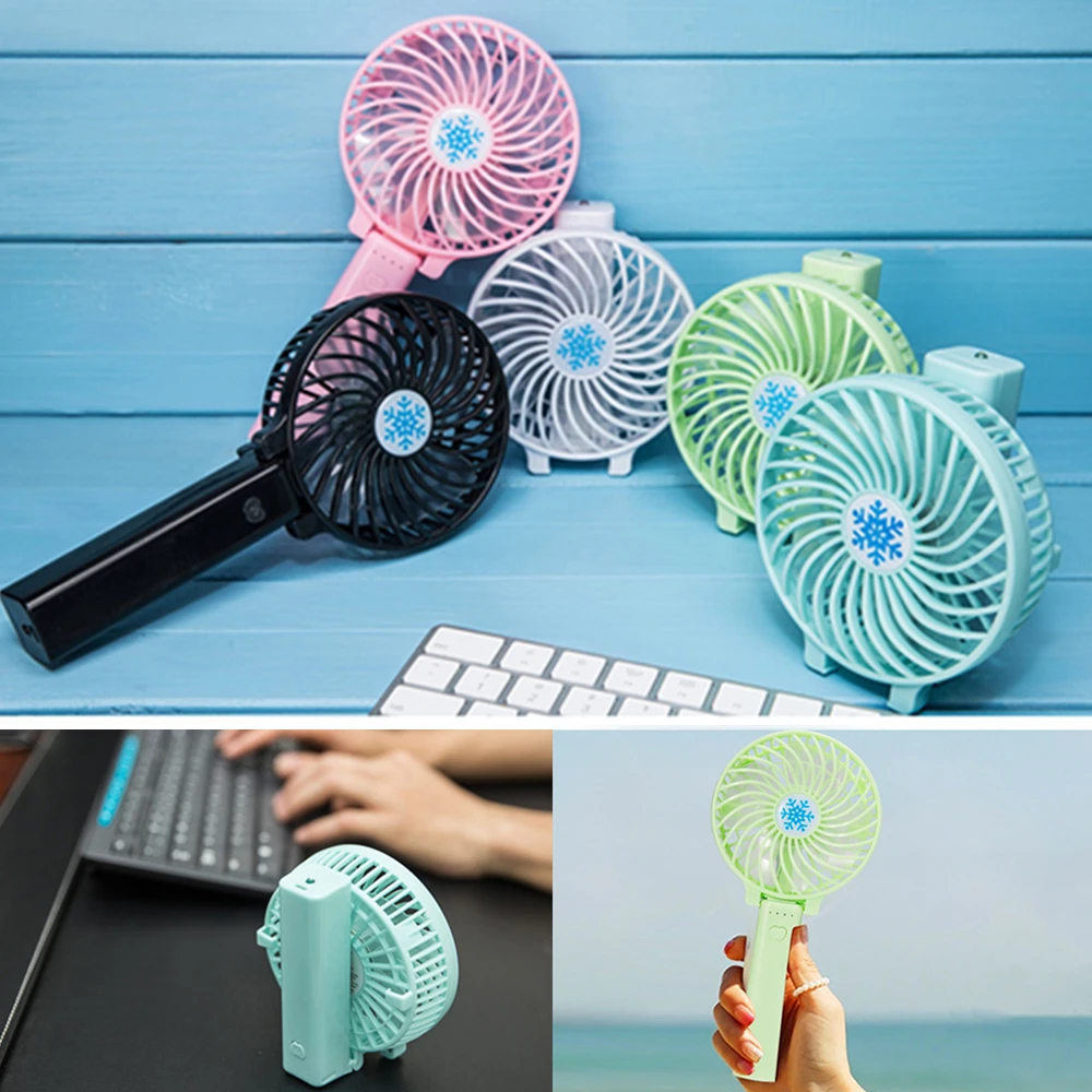 

Mini Handheld Fan Portable Foldable Electric Cooling Fans with LED Light 3 Speeds Personal Desk Fans for Kids Baby Home Outdoor