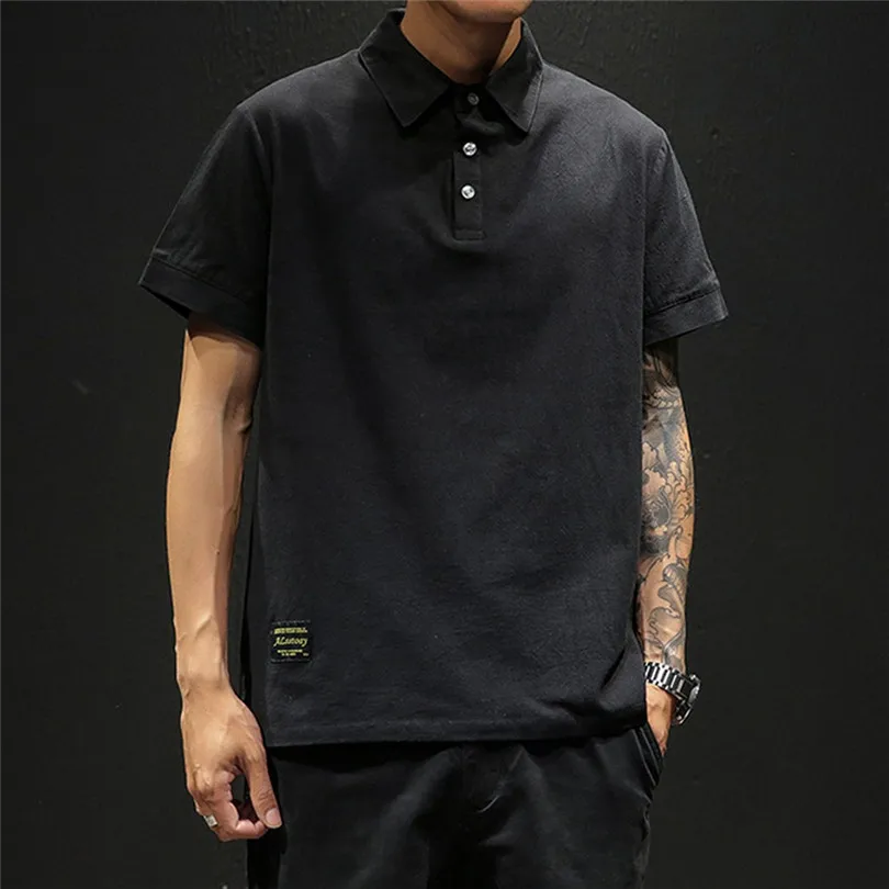 New Fashion Men Summer Cotton And Linen Short Sleeve Solid Color Stand Neck Loose Casual T Shirt Blouse Polo Top #4A24 (25)