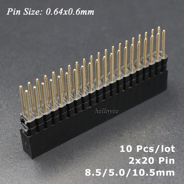 

Hellotronics 10 Pcs/Lot 8.5/5.0/10.5 mm Raspberry Pi A+ B+ Pi 2 Pi 3 Pi 4 Extra Tall 2x20 Pin 2 Spacers Stackable Female Header