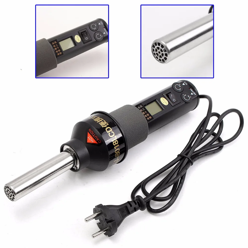 

hot220V 450W Degree LCD Adjustable Electronic Heat Hot Air Desoldering Soldering Station IC SMD BGA Rework 9 Nozzle 8018LCD