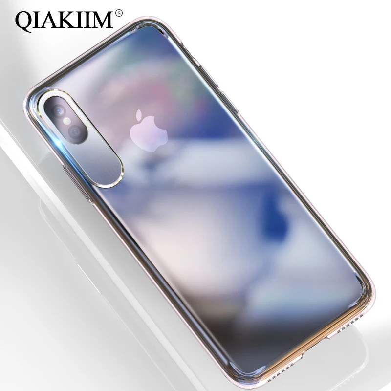 

Luxury Case For iPhone X XR XS Max 8 7 6 6S Plus Capinhas Ultra Thin Slim Clear Hard Cover Case Transparent Metal Brushed Coque