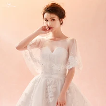 LZP277 реальные фотографии Yiaibridal элегантность кружева и страз слоновой кости тюль свадебное болеро Женщина Лодка декольте Иллюзия Свадебная шаль