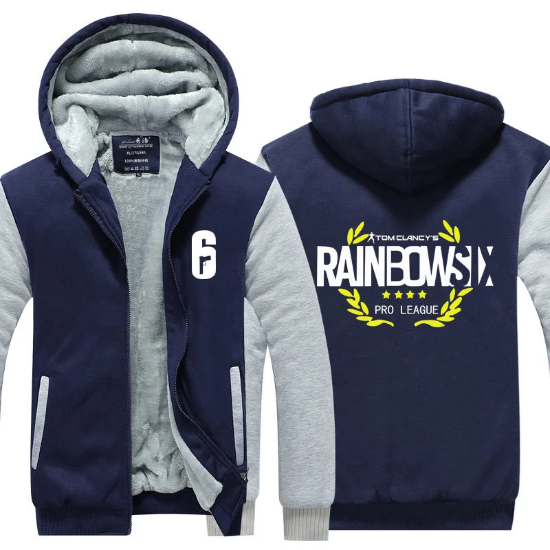 Fans Wear Unisex Winter Rainbow Six Printed Hoodie with Pocket Double 11 Casual Coat Gaming Cosplay Costume Hoodies