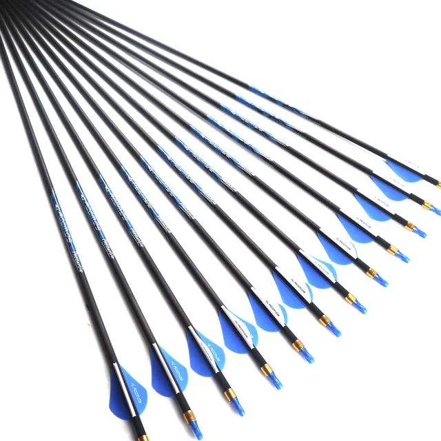 US $36.09 12pc 32 inch Spine 200 300 340 400 500 600 700 800 Pure Carbon Arrow ID 6.2 mm Archery For Compound