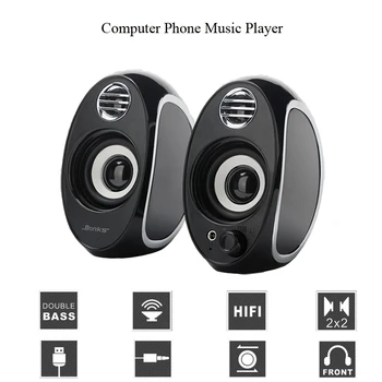 

Bass Mini Speaker fo Laptop Music Player Portable HIFI Speaker Stereo Loudspeaker 3.5mm Aux USB Charge
