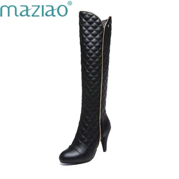 

MAZIAO Plus Size 44 Brand Designers Long Boots Women Fashion Soft Leather Women's Knee High Boots Winter Red White Shoes Women