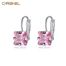 CARSINEL 5 kolor moda srebrny kolor kwadratowe kolczyki różowy kryształ cyrkon kolczyk dla kobiet w sprzedaży hurtowej Chea cena fabryczna(China)