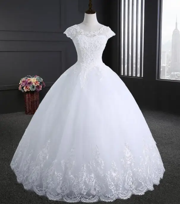 Кружевное бальное платье с вышивкой и кружевной каймой, качественные Свадебные платья, свадебное платье на заказ размера плюс, настоящая фотография - Цвет: Слоновая кость