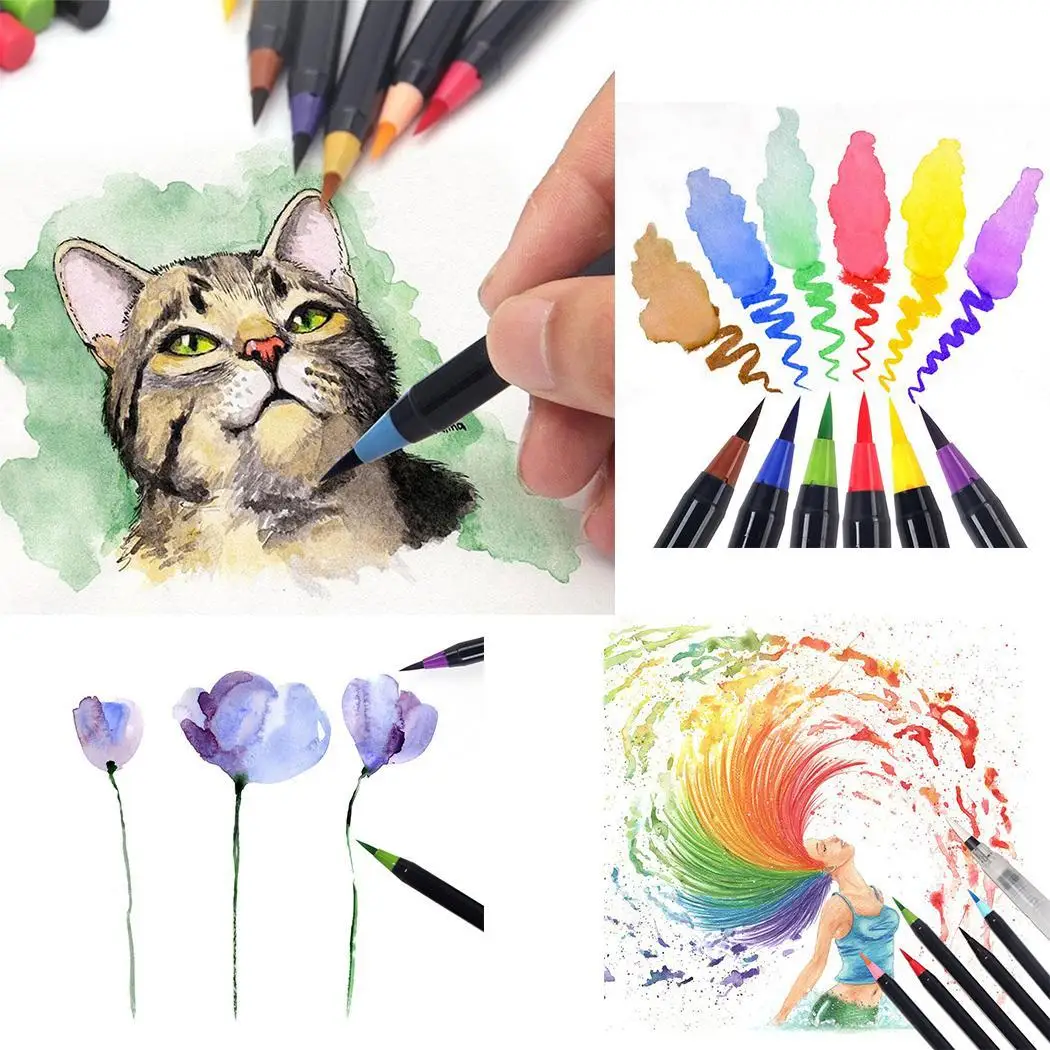 

Soft Tip Painting Brush Refillable Watercolor Random Markers Calligraphy Pen