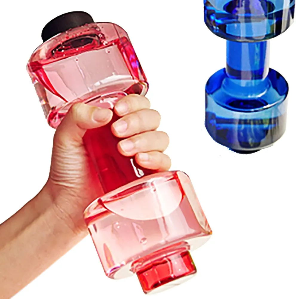 

550ML Plastic Dumbbell Fitness Water Bottle Sealed Leakproof Fitness Sports Bottles Outdoor Running Hiking Climbing