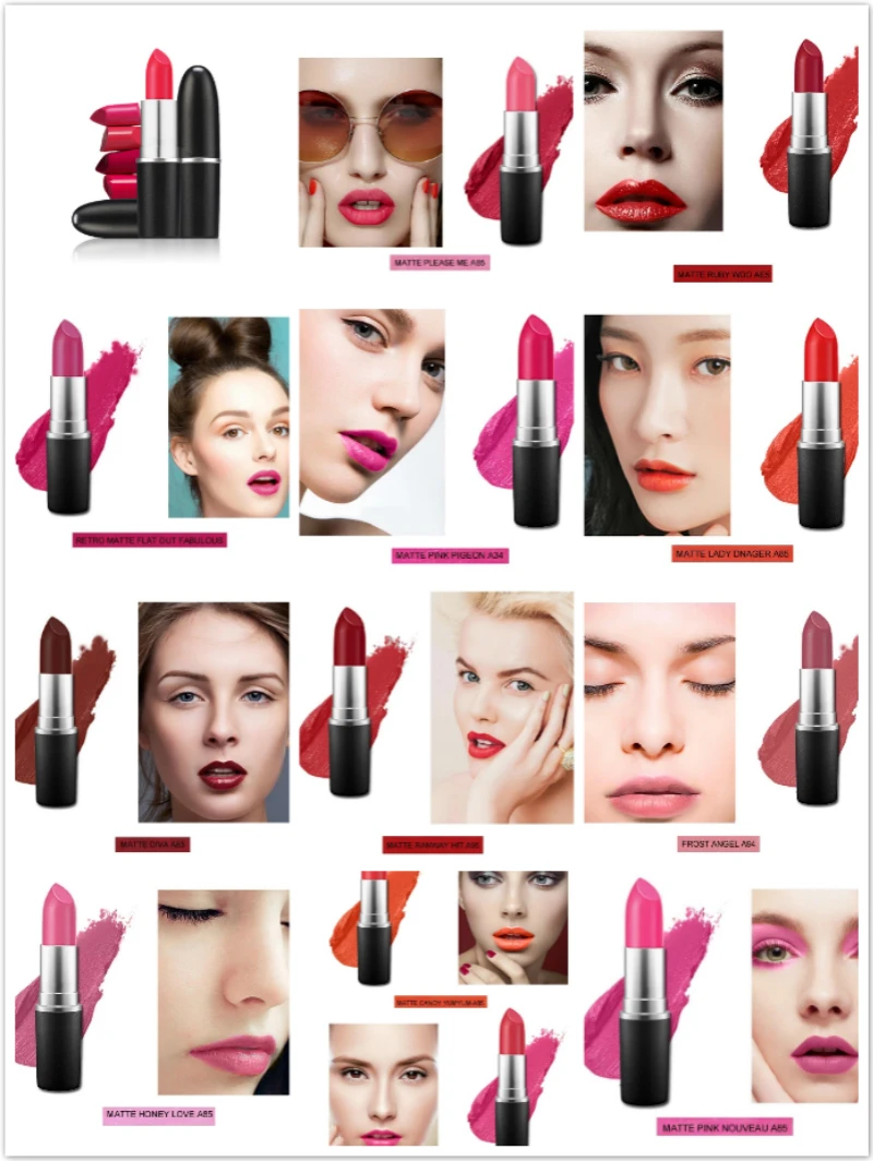 Wholesale No logo Makeup Lip Stick lipSticks 12 Colors Waterproof Lipstick bullet shape Matte