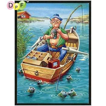 

DPF DIY The fisherman 5D needlework diamond painting cross stitch home decor crafts diamond mosaic kit square diamond embroidery