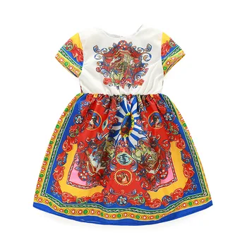 

Girls dresses for Kid Bohemian Style Geometric Printing Children Clothing Two Color For 2T 3T 4T 5T 6T 8T