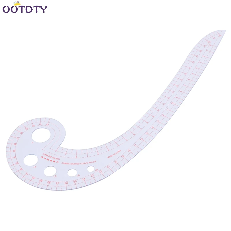 Sewing Ruler Comma Shaped French Curve Plastic Tailor Drawing Craft