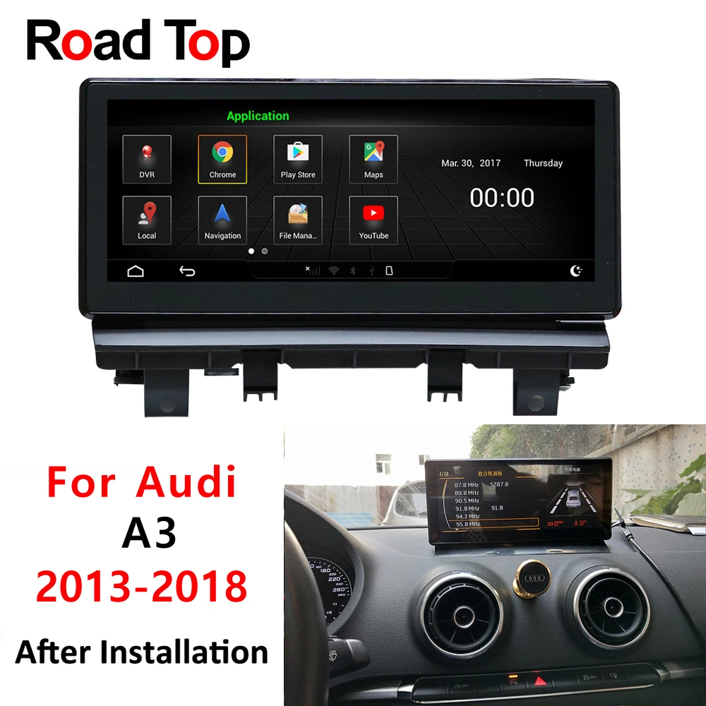 

4+64G Android 8.1 Car Bluetooth Radio GPS Navigation player Vehicle WiFi Head Unit Display Screen Monitor for Audi A3 2013-2018