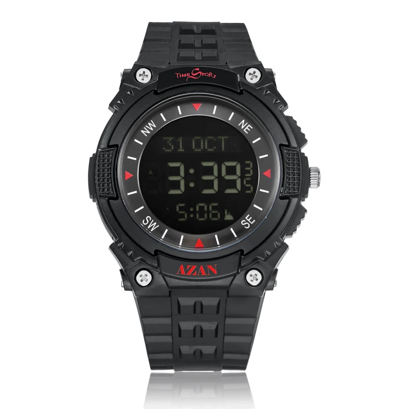 

Muslim Azan watch with Arabic Language Muslim Sport Wristwatch for with Prayer Alarm Suport OEM LOGO MOQ 50 Pieces