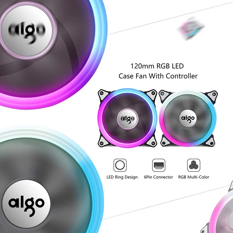 Aigo Aurora C3C5 Pro Чехол для компьютера PC Вентилятор охлаждения RGB 120 мм Регулировка