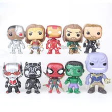 Buy ThinkEasy 10 Pieses Kid cute little Super Hero Avenger Hulk Iron Spider Captain America Toy Action Ant man vinyl dolls Free Shipping
