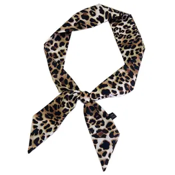 

5x90cm Women Leopard Printed Chiffon Little Scarf Neck Tie Neckerchief Handle Bag Ribbons Hair Wrist Band Chocker W77