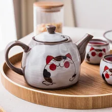Керамический чайный набор в японском стиле, серия кошачий глиняный чайный горшок, чайная чашка, ручная роспись, Цветная Керамическая кружка для кошки, для чая, молочный кувшин