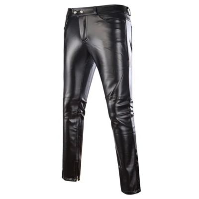 Pk01 Black Мужские облегающие глянцевый золотистый Серебристый Черный pu кожаные штаны мотоциклетные мужские Клубные сценические штаны для певцов и танцоров повседневные брюки - Цвет: Pk01 Black