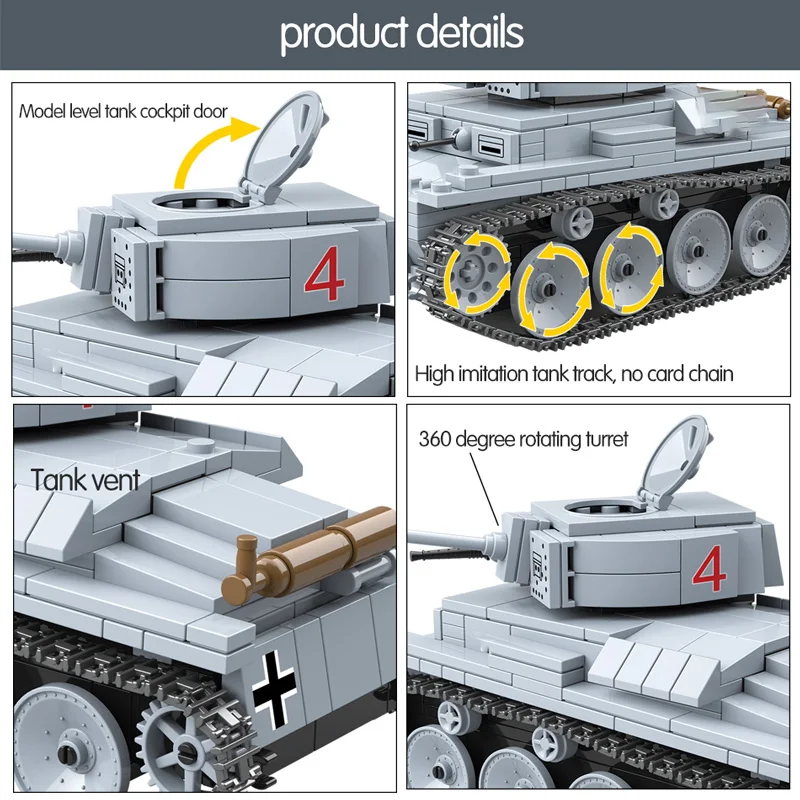  535pcs Military LT-38 German Light Tank Soldier Weapon Building Blocks Compatible Technic WW2 Tank 
