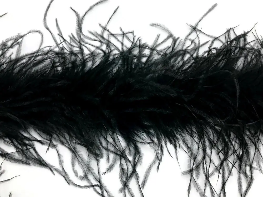 1pc black ostrich feather boa 1ply thickness cheap Feather fringes DIY