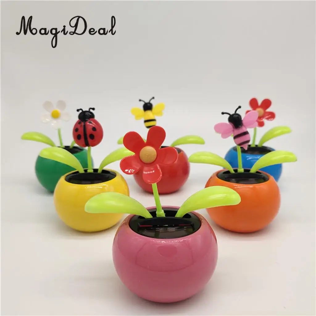 Solar Powered Insect Flower Sunflower Dancing Swing Doll   Toy Home Decor Car Ornament Flowerpot Figure Gifts