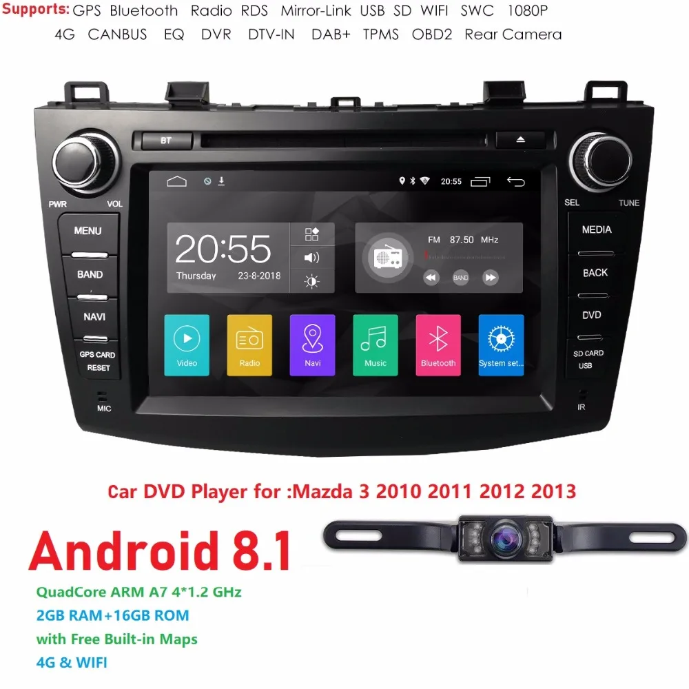 

8 inch in dash Head Unit double din Android8.1 Car DVD Player GPS Navigation stereo Radio CANbus for Mazda 3 2010 2011 2012 2013