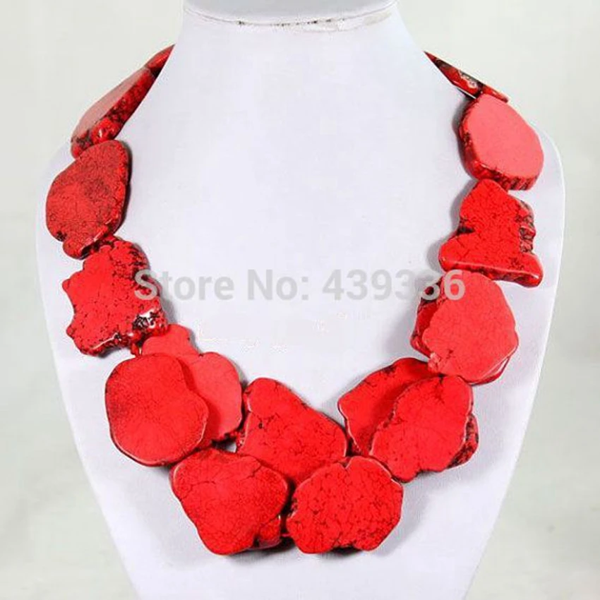 Массивное ожерелье, красный натуральный камень ожерелье, модное ожерелье