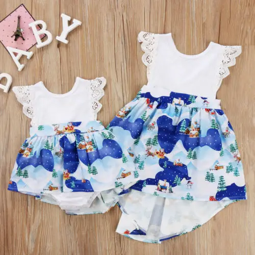 

Summer Fashion Flowers Kids Toddler Baby Girl Lace Sleeveless Sister Princess Romper Dress Flower Dress Clothes