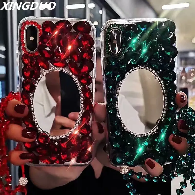

XINGDUO Glitter Super luxury Phone Cases For Samsung A7 A8 J8 2018 Bling Diamond Mirror Soft Shell TPU Case for S10 S8 S9 Note9