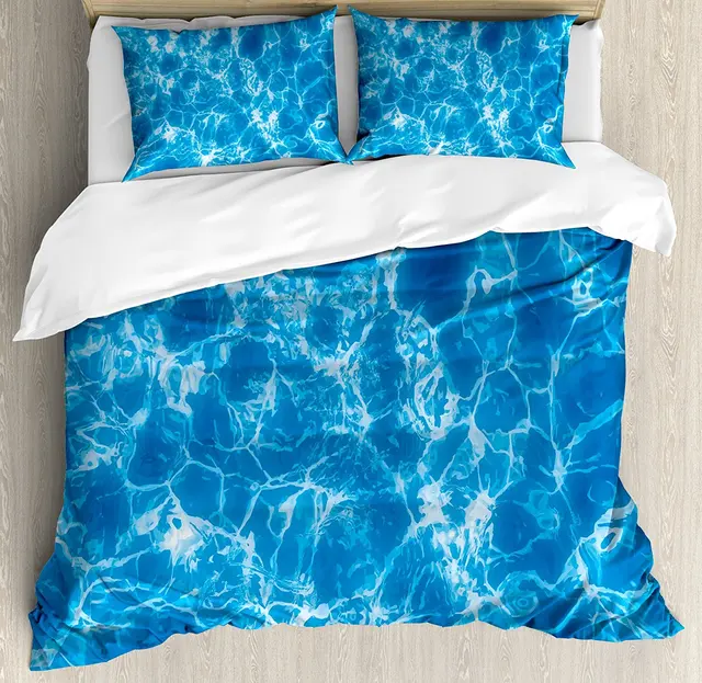 Aqua Duvet Cover Set Water Swimming Pool Surface With Sun Reflection Aqua Duvet Cover Set Water Swimming Pool Surface With Sun Reflection Sea Ocean Inspired Image 4