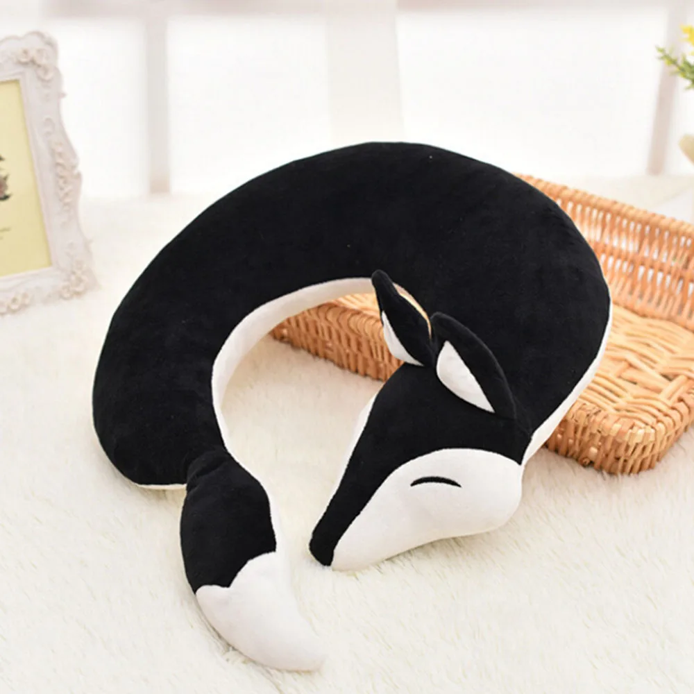 Cute Valentine's Day Gift Fox Cotton Plush U Shape Neck Pillow Travel Car Home Pillow Nap U Shape Pillow for Flight Plane Travel