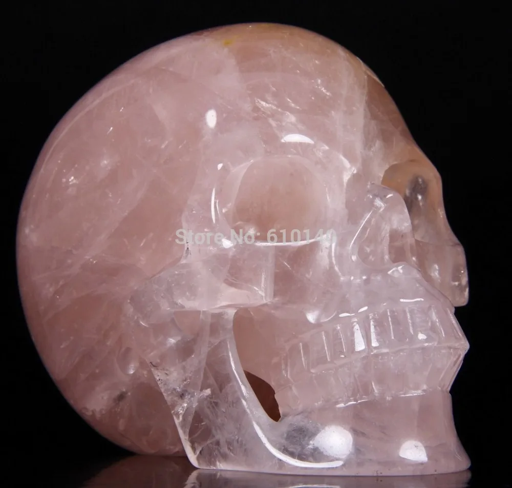 

Huge 4.7" PINK ROSE QUARTZ Carved Crystal Skull, Realistic, Crystal Healing #760