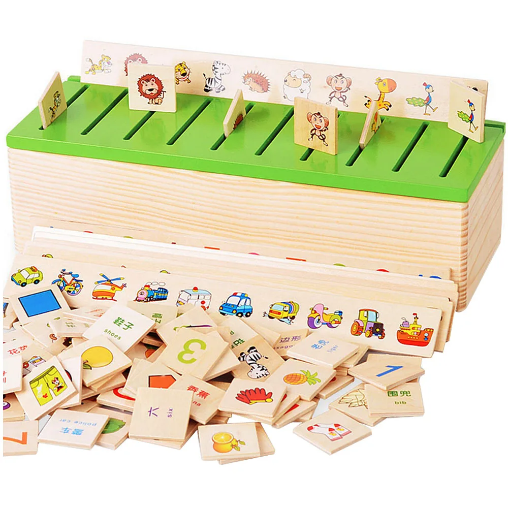 

Wooden Cartoon Mathematical Knowledge Classification Box Children Early Educational Montessori Toys Cognitive Matching Training