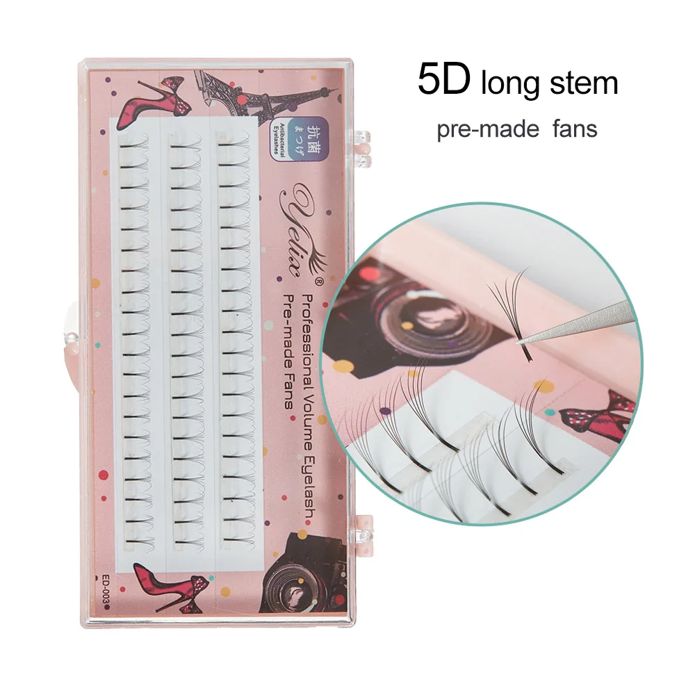 

Yelix 5D Premade Volume Fans 60 Bunches Russian Volume Eyelash Extensions Cluster Lashes Long Stem Bundles of Eyelashes