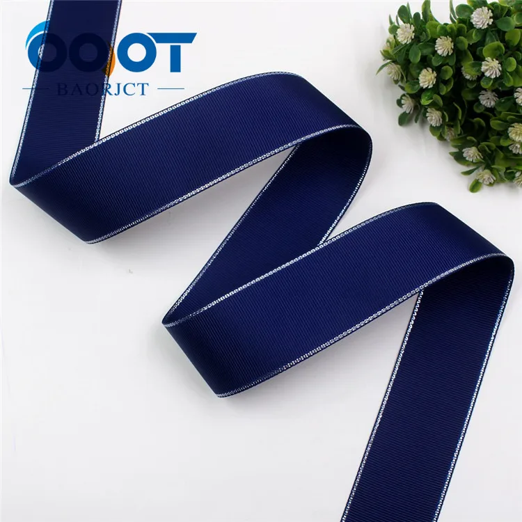 OOOT BAORJCT I-19316-595 38 мм 10 ярдов Серебряный двусторонний grosgrain ленты, DIY лук кепки аксессуары и украшения - Цвет: I-19316-606