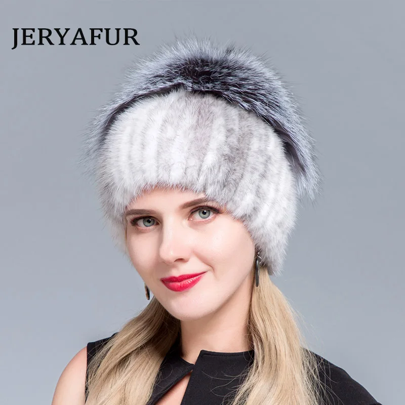 JERYAFUR женские модные бейсболки бини для натуральной лиса, норка для женщин натуральные зимние шапки вертикальные Диаманте высокого качества