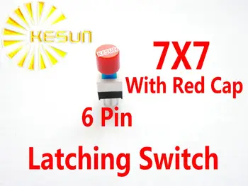 

FREE SHIPPING 100PCS 7X7 6Pin 6P Latching Switch With 100pcs RED Cap